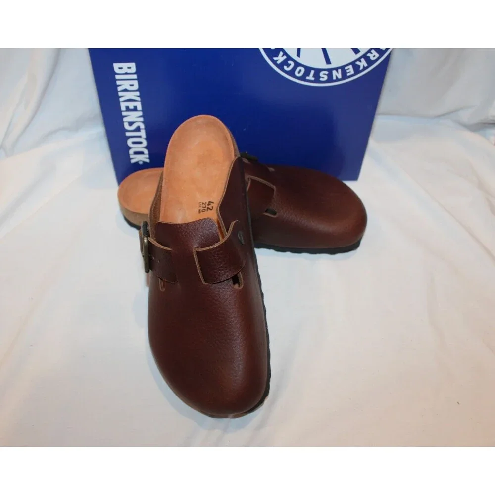 Birkenstock Boston Wire Buckle Men's Leather Sandals Wood Roast EU 42 REG $175